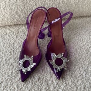 Amina Muaddi Purple PVC Begum Slingback Pumps Size 39